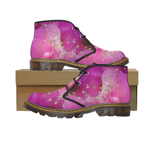 Wonderful floral design Women's Canvas Chukka Boots (Model 2402-1)