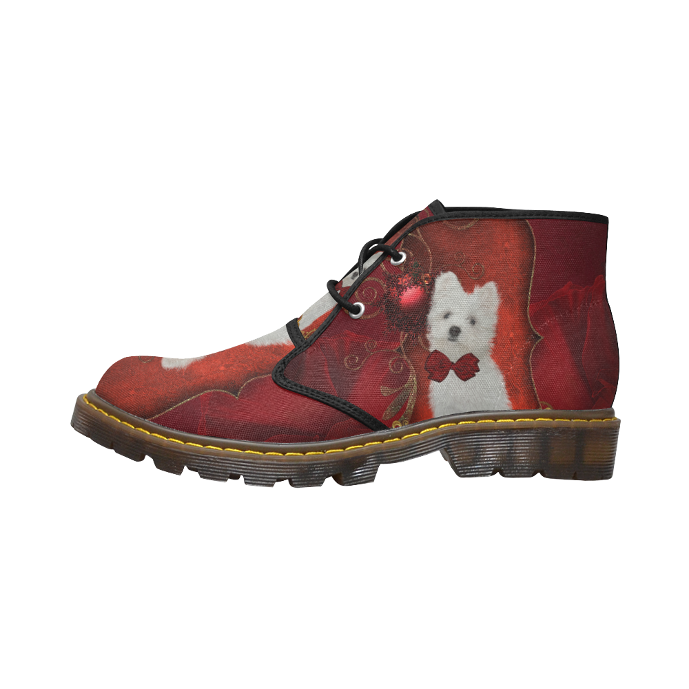 Cute maltese puppy Men's Canvas Chukka Boots (Model 2402-1)