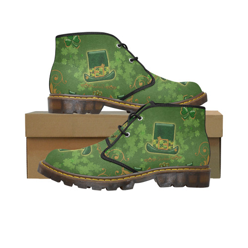 Happy st. patrick's day with hat Men's Canvas Chukka Boots (Model 2402-1)