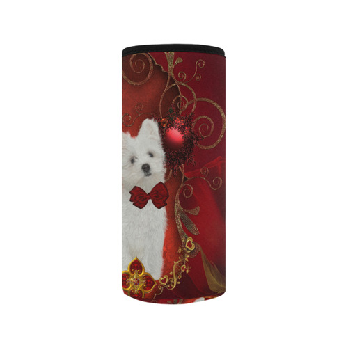 Cute maltese puppy Neoprene Water Bottle Pouch/Medium