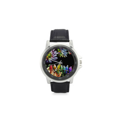 My Colourful Garden Unisex Stainless Steel Leather Strap Watch(Model 202)