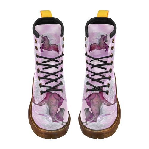 Awesome unicorn in violet colors High Grade PU Leather Martin Boots For Women Model 402H