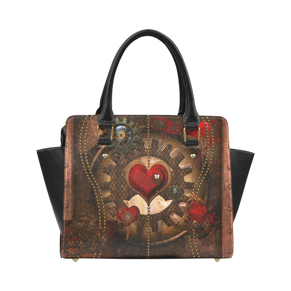 Steampunk, awesome herats with clocks and gears Classic Shoulder Handbag (Model 1653)