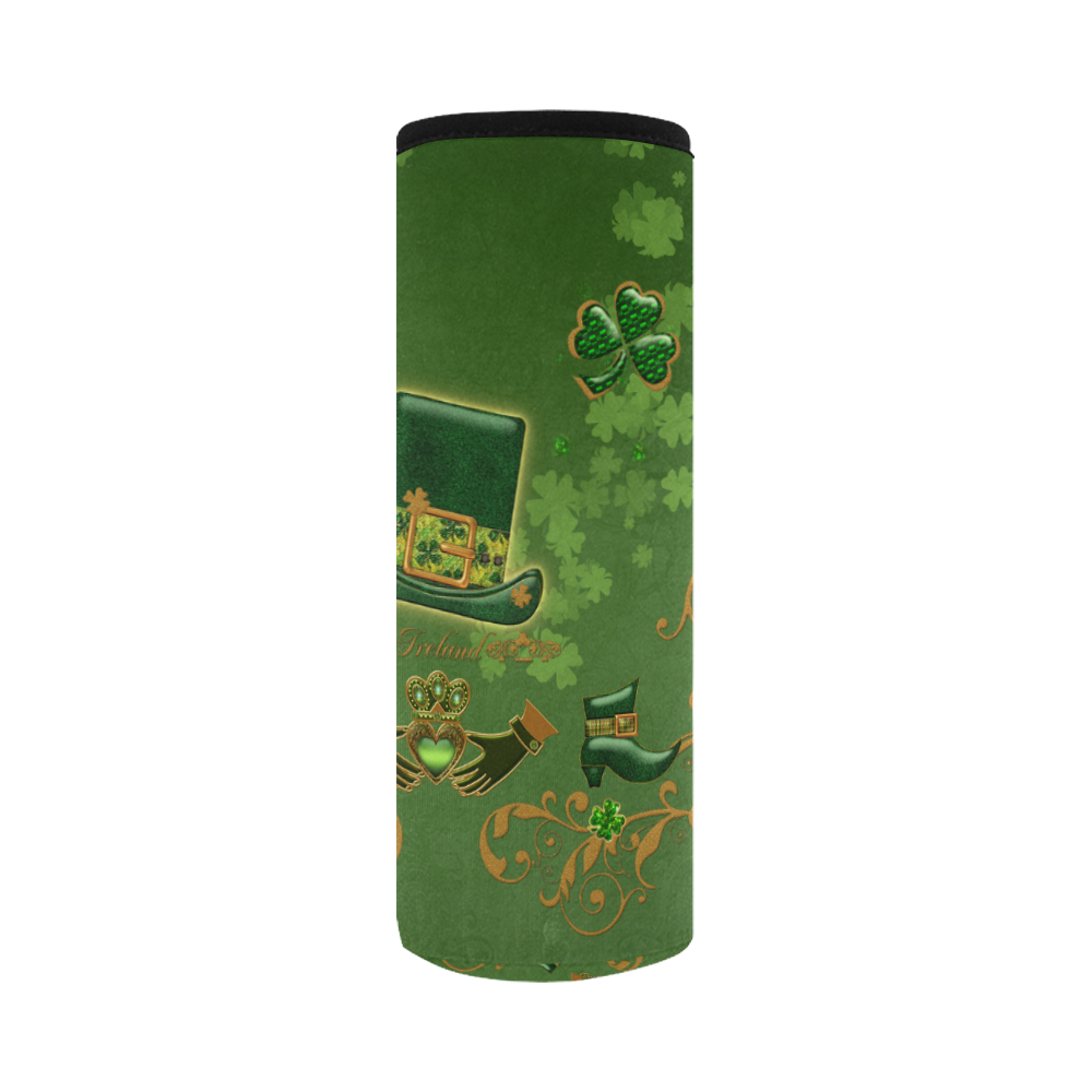 Happy st. patrick's day with hat Neoprene Water Bottle Pouch/Large