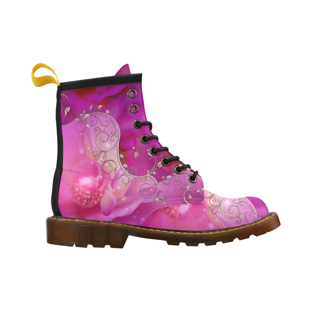 Wonderful floral design High Grade PU Leather Martin Boots For Women Model 402H
