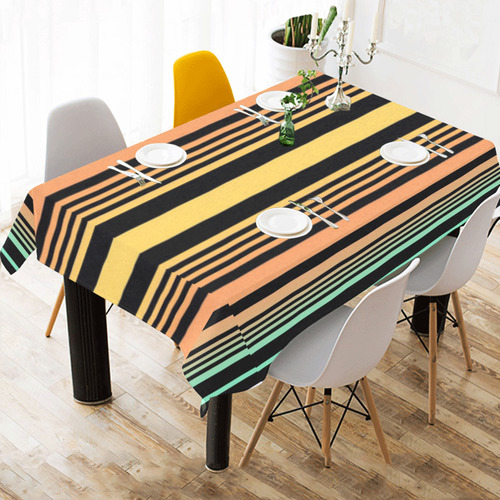 Summer Stripes Cotton Linen Tablecloth 60"x 84"