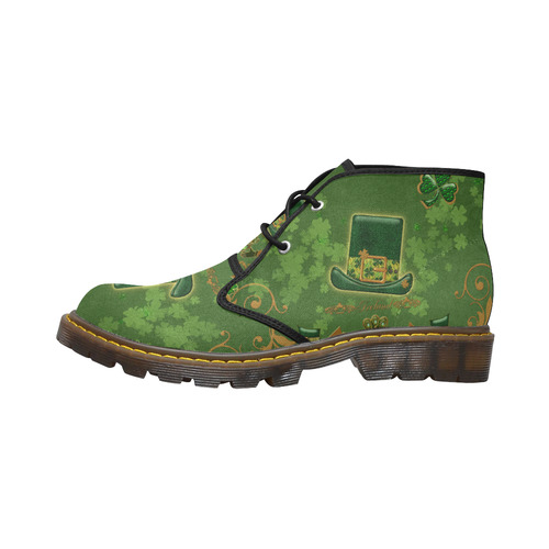 Happy st. patrick's day with hat Women's Canvas Chukka Boots (Model 2402-1)