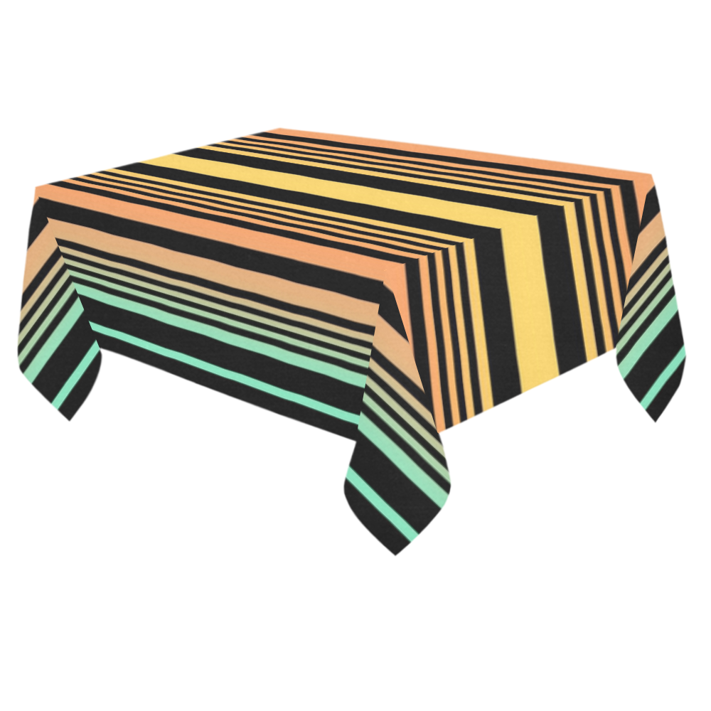Summer Stripes Cotton Linen Tablecloth 60"x 84"