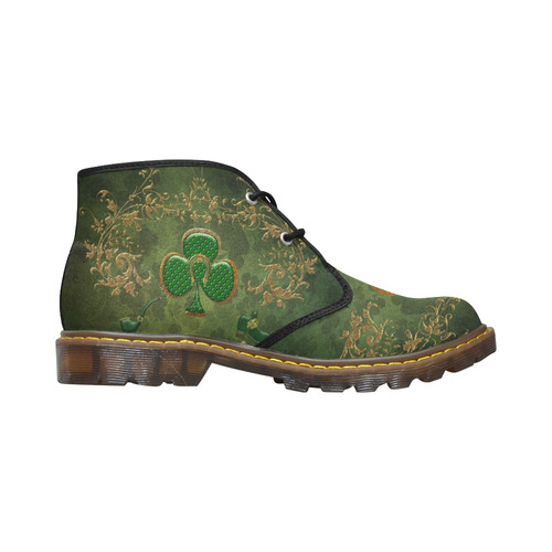 Happy st. patrick's day with clover Men's Canvas Chukka Boots (Model 2402-1)