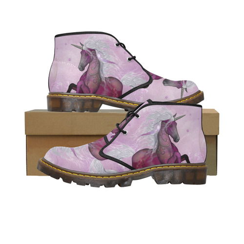 Awesome unicorn in violet colors Women's Canvas Chukka Boots (Model 2402-1)