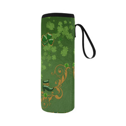 Happy st. patrick's day with hat Neoprene Water Bottle Pouch/Large