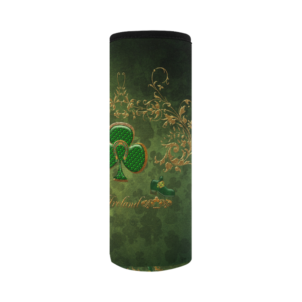 Happy st. patrick's day with clover Neoprene Water Bottle Pouch/Large