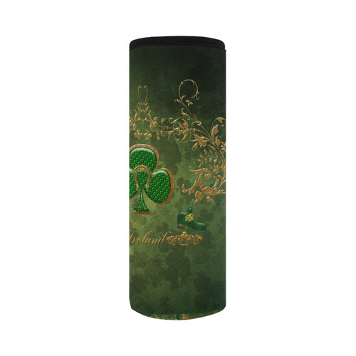 Happy st. patrick's day with clover Neoprene Water Bottle Pouch/Large