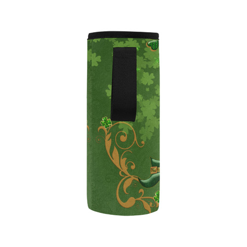 Happy st. patrick's day with hat Neoprene Water Bottle Pouch/Medium