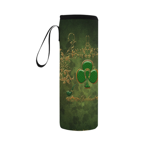 Happy st. patrick's day with clover Neoprene Water Bottle Pouch/Large