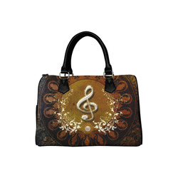 Music, decorative clef with floral elements Boston Handbag (Model 1621)