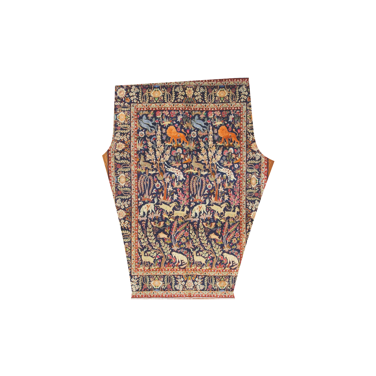 Antique Floral Animal Vintage Persian Rug Women's Low Rise Capri Leggings (Invisible Stitch) (Model L08)