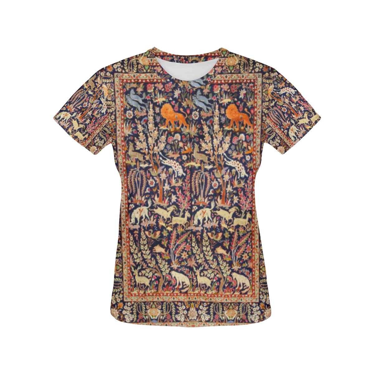 Antique Floral Animal Vintage Persian Rug All Over Print T-Shirt for Women (USA Size) (Model T40)