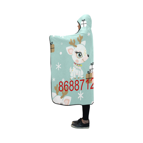 InterestPrint Hooded Blanket Cartoon Christmas Reindeer And Gifts Throw Blanket for Adult Hooded Blanket 50''x40''