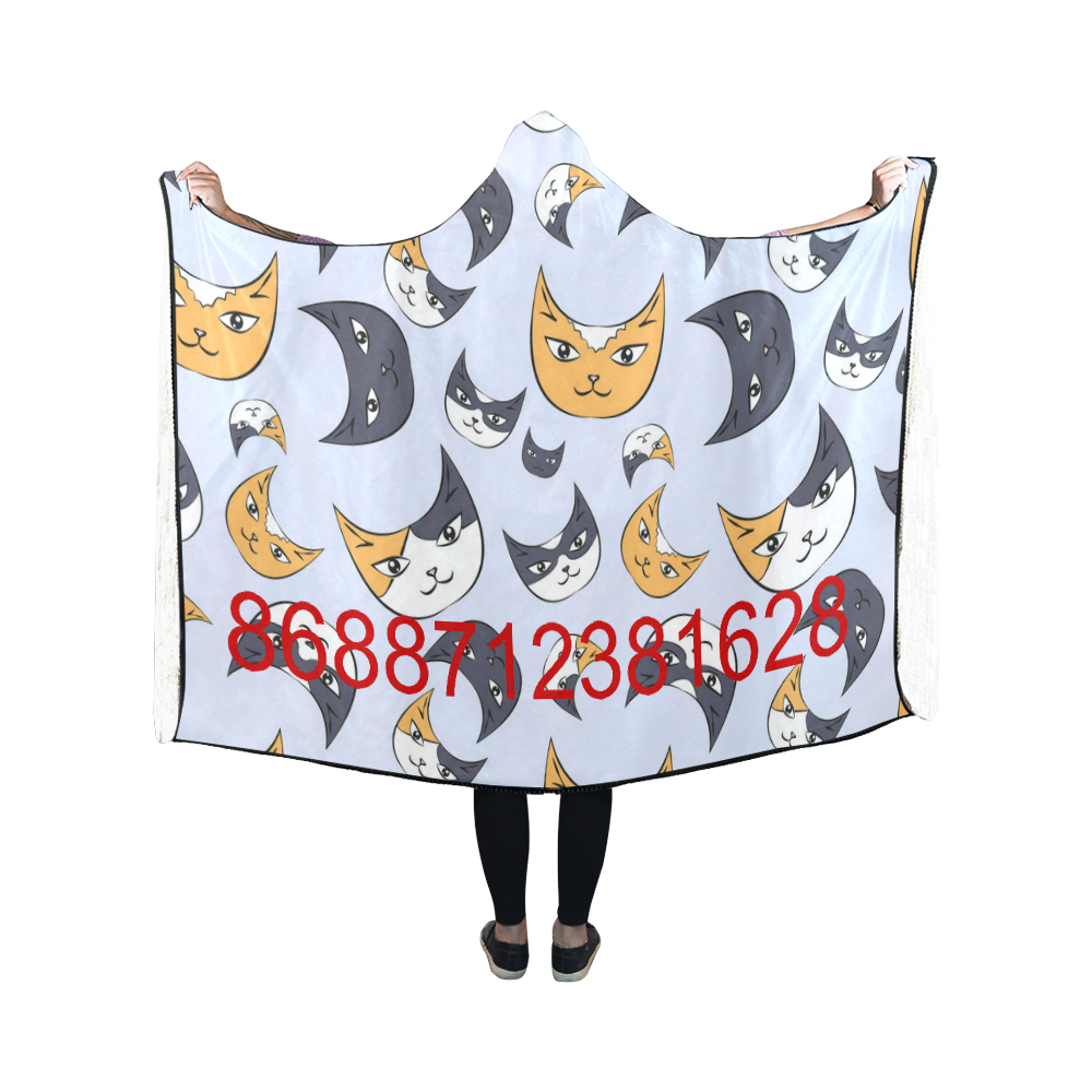 InterestPrint Hooded Blanket Cats Face Throw Blanket for Adult Hooded Blanket 50''x40''