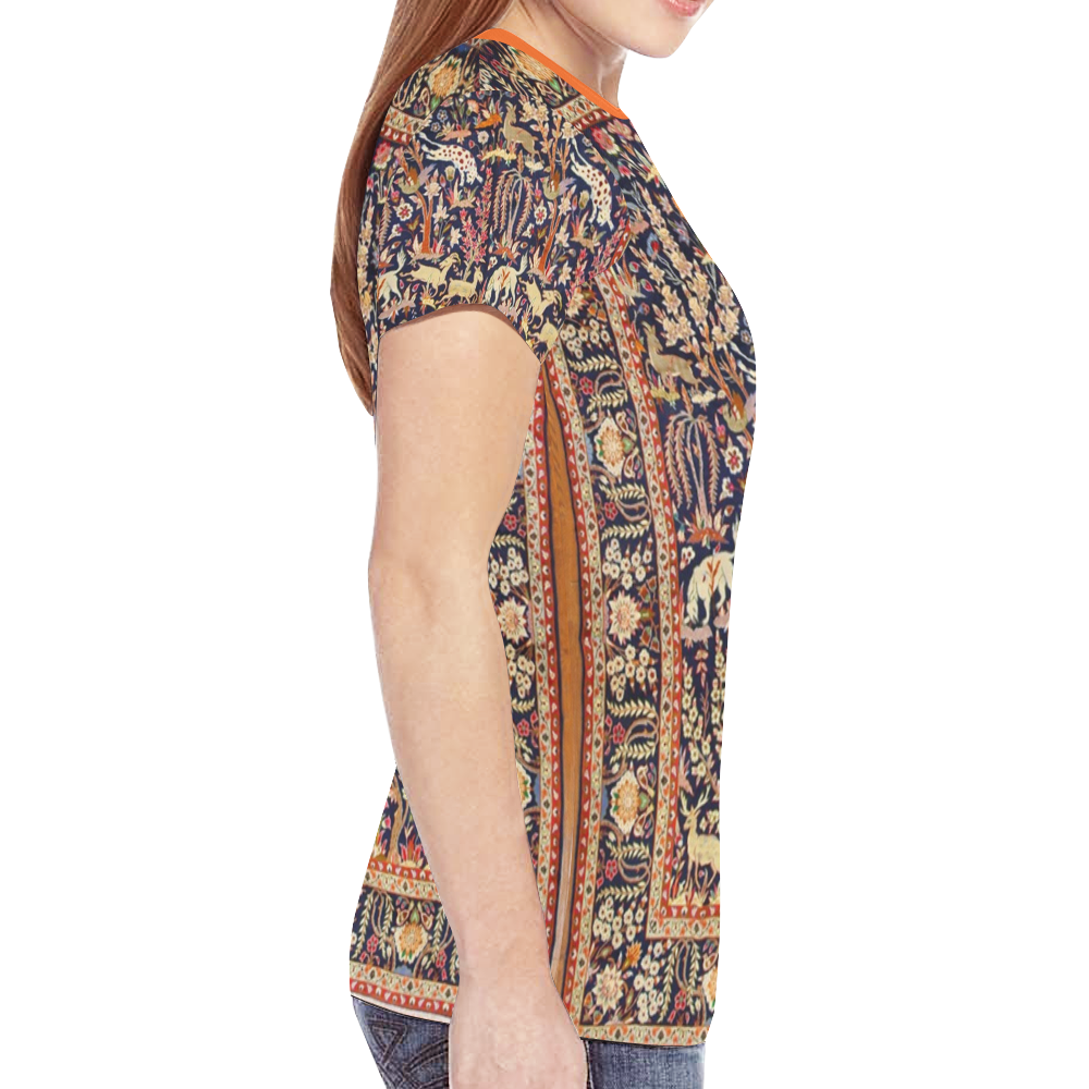 Antique Floral Animal Vintage Persian Rug New All Over Print T-shirt for Women (Model T45)