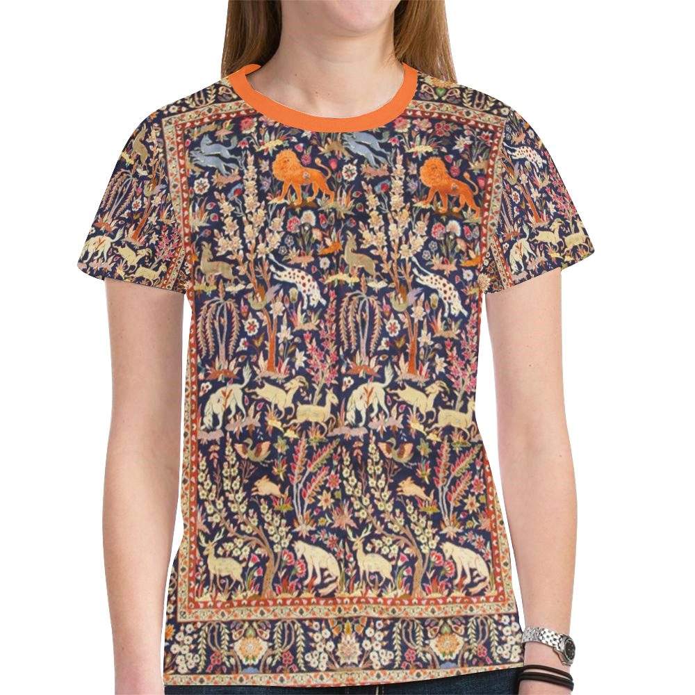 Antique Floral Animal Vintage Persian Rug New All Over Print T-shirt for Women (Model T45)
