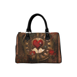 Steampunk, awesome herats with clocks and gears Boston Handbag (Model 1621)