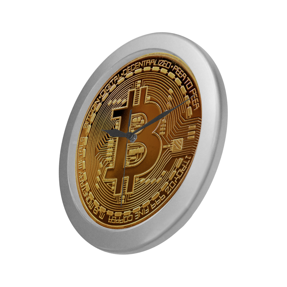 custom bitcoin clock Silver Color Wall Clock