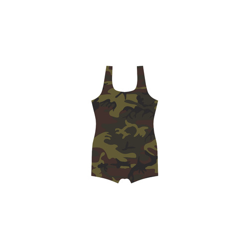 Camo Green Brown Classic One Piece Swimwear (Model S03)