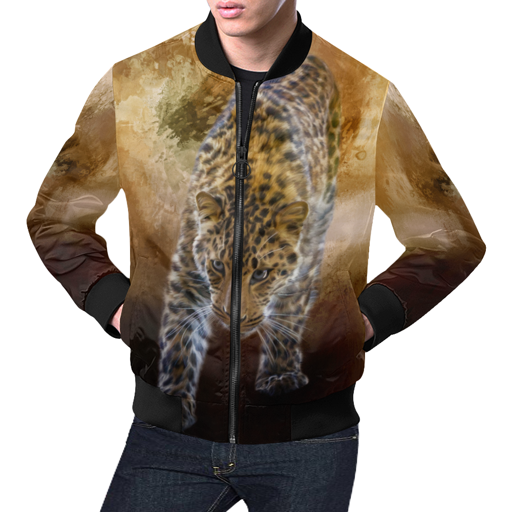 A fantastic painted russian amur leopard All Over Print Bomber Jacket for Men (Model H19)