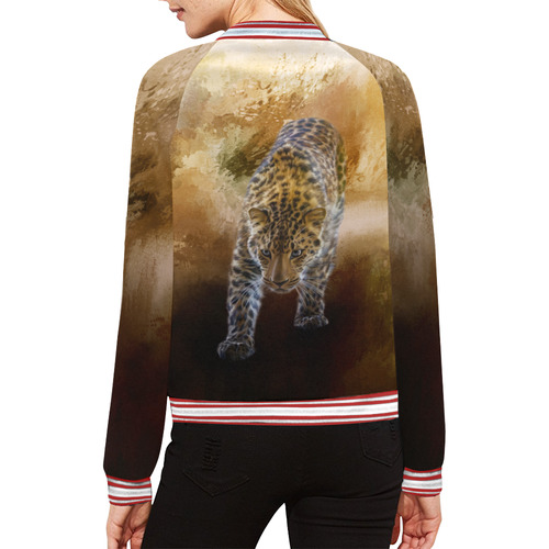 A fantastic painted russian amur leopard All Over Print Bomber Jacket for Women (Model H21)