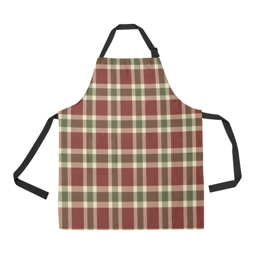 Dark Red Green Plaid All Over Print Apron