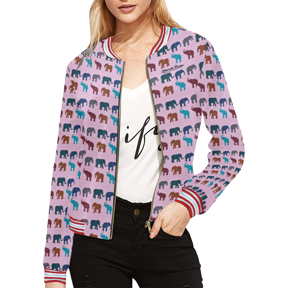 Elephant Trio All Over Print Bomber Jacket for Women (Model H21)