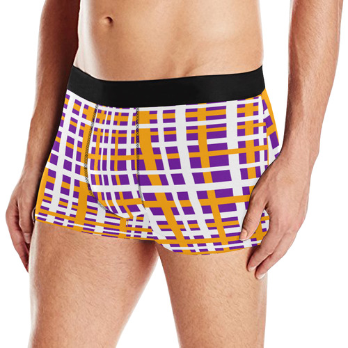 Purple & Orange Interlocking Stripes Men's All Over Print Boxer Briefs (Model L10)
