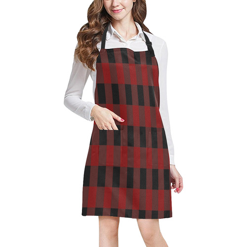 Red Black Plaid All Over Print Apron