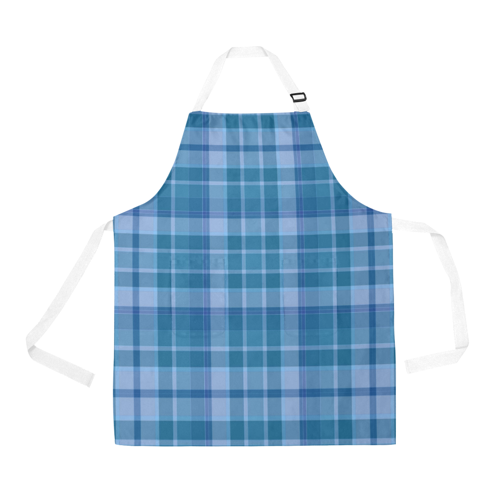 Shades of Blue Plaid All Over Print Apron