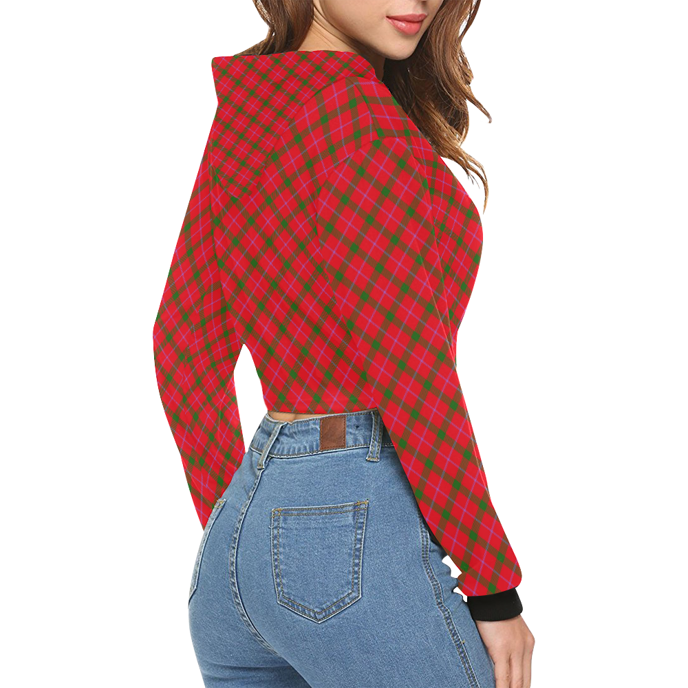 Holiday plaid tartan All Over Print Crop Hoodie for Women (Model H22)