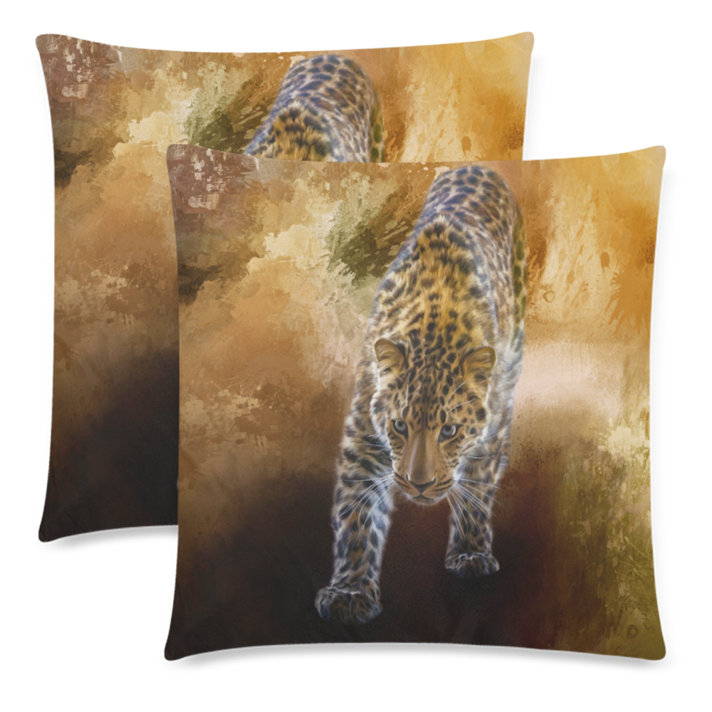 A fantastic painted russian amur leopard Custom Zippered Pillow Cases 18"x 18" (Twin Sides) (Set of 2)