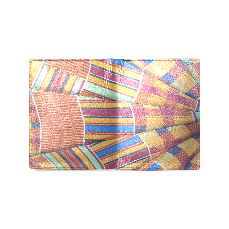 Leather Wallet Kente Cloth by Tell 3 People Men's Leather Wallet (Model 1612)