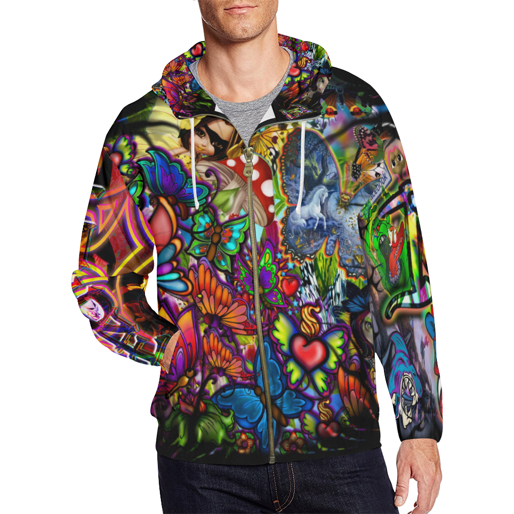 Butterflies in the Midst - By TheONE Savior @ ImpossABLE Endeavors All Over Print Full Zip Hoodie for Men (Model H14)