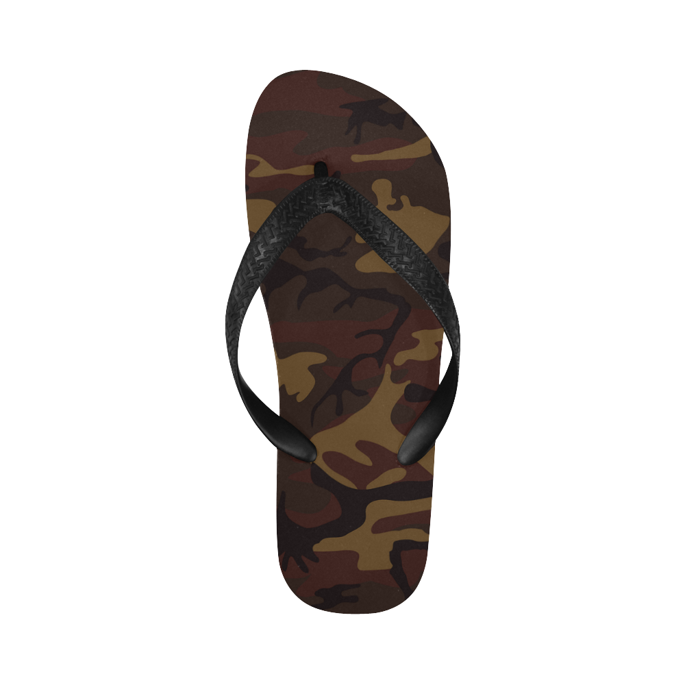 Camo Dark Brown Flip Flops for Men/Women (Model 040)