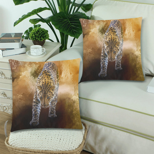 A fantastic painted russian amur leopard Custom Zippered Pillow Cases 18"x 18" (Twin Sides) (Set of 2)