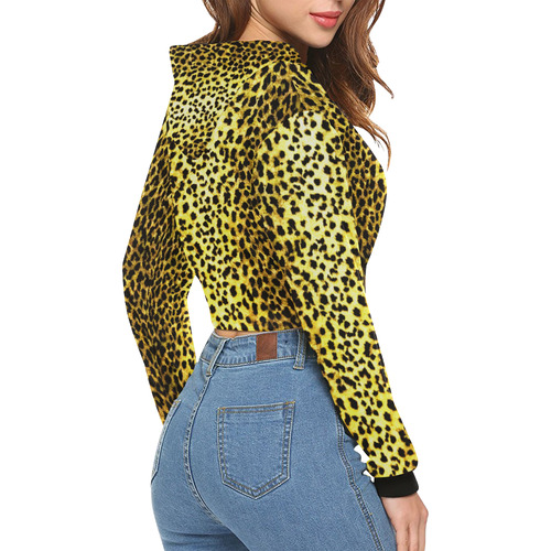 LEOPARD animal print All Over Print Crop Hoodie for Women (Model H22)