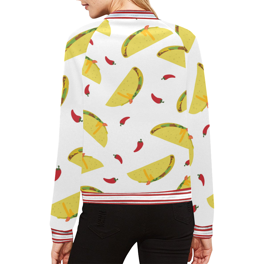 Tacos All Over Print Bomber Jacket for Women (Model H21)