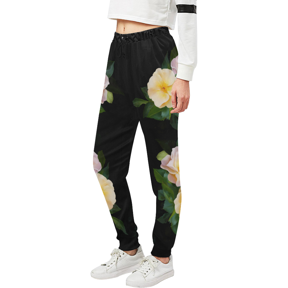 2 Wild Roses floral watercolor Unisex All Over Print Sweatpants (Model L11)