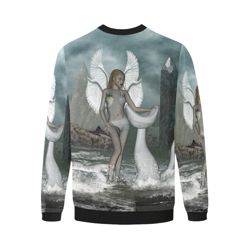 Wonderful fairy in the dreamworld Men's Oversized Fleece Crew Sweatshirt/Large Size(Model H18)