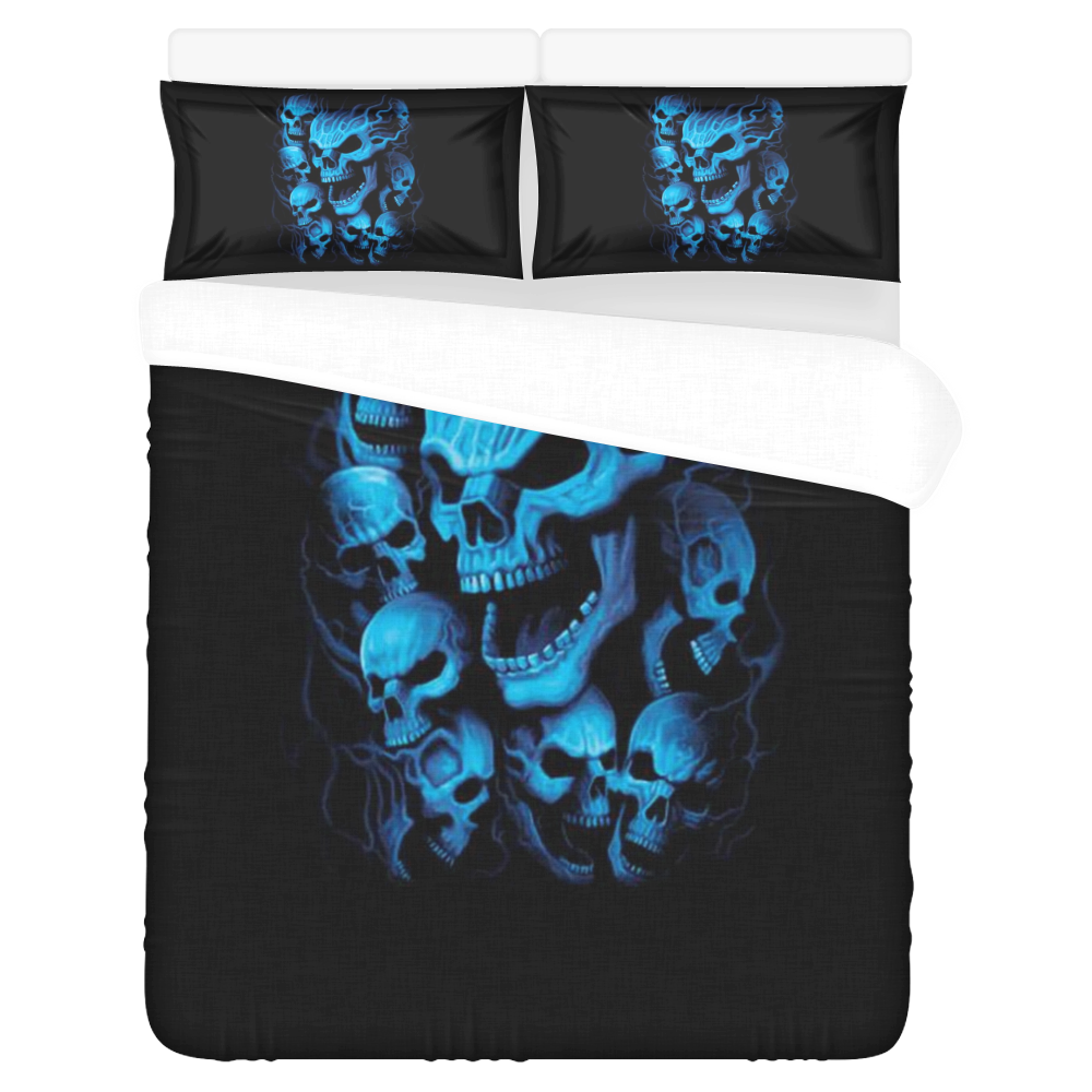 Blue Skulls 3-Piece Bedding Set