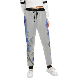 Blue - Violet Consolida original floral watercolor Unisex All Over Print Sweatpants (Model L11)