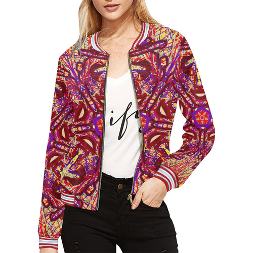 Thleudron Drum All Over Print Bomber Jacket for Women (Model H21)