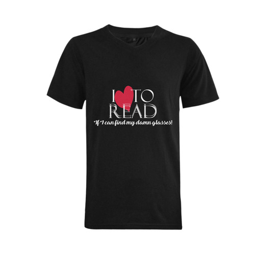 I Love to READ (Black) Men's V-Neck T-shirt  Big Size(USA Size) (Model T10)